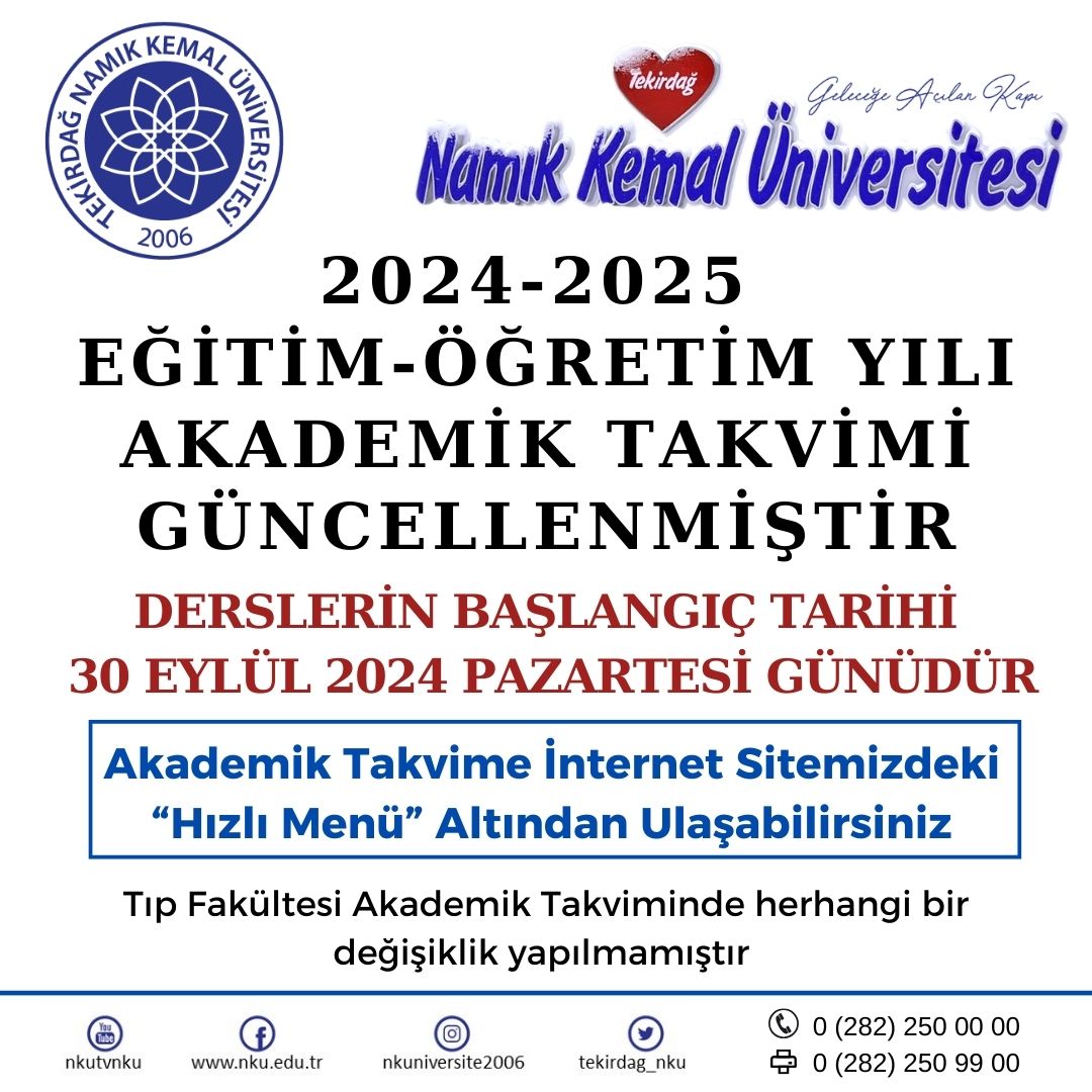 NAMIK KEMAL ÜNİVERSİTESİ YENİ AKADEMİK YILA HAZIR