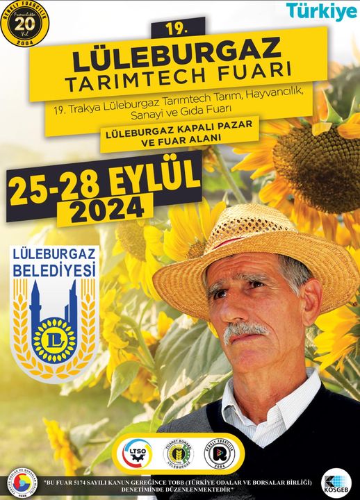 Lüleburgaz Tarım Fuarı  25 - 28 Eylül'de Açılıyor.