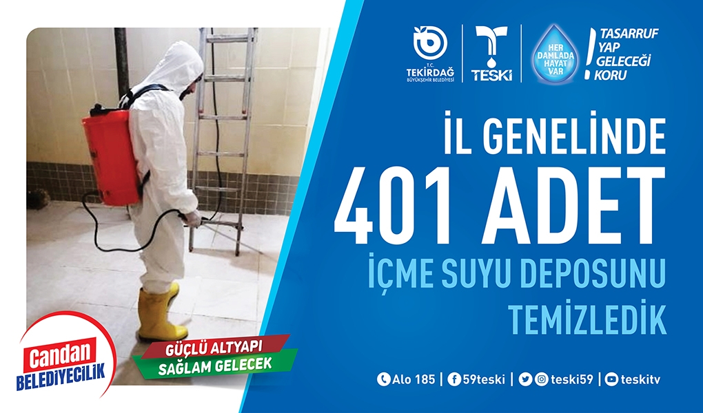 TESKİ'DEN 401 SU DEPOSUNA HİJYEN TEMİZLİĞİ